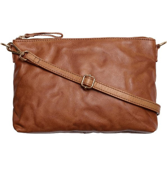 Clutch i vasket skind – cognac - VIAMAJA.DK