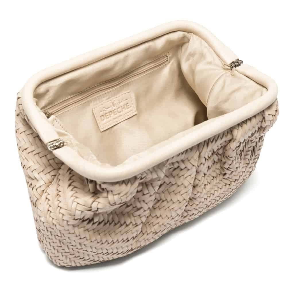Clutch / lædertaske VERA flettet mønster - Sand - VIAMAJA.DK