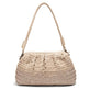 Clutch / lædertaske VERA flettet mønster - Sand - VIAMAJA.DK