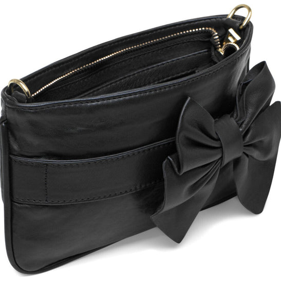 Clutch med sløjfe – Black leather - VIAMAJA.DK