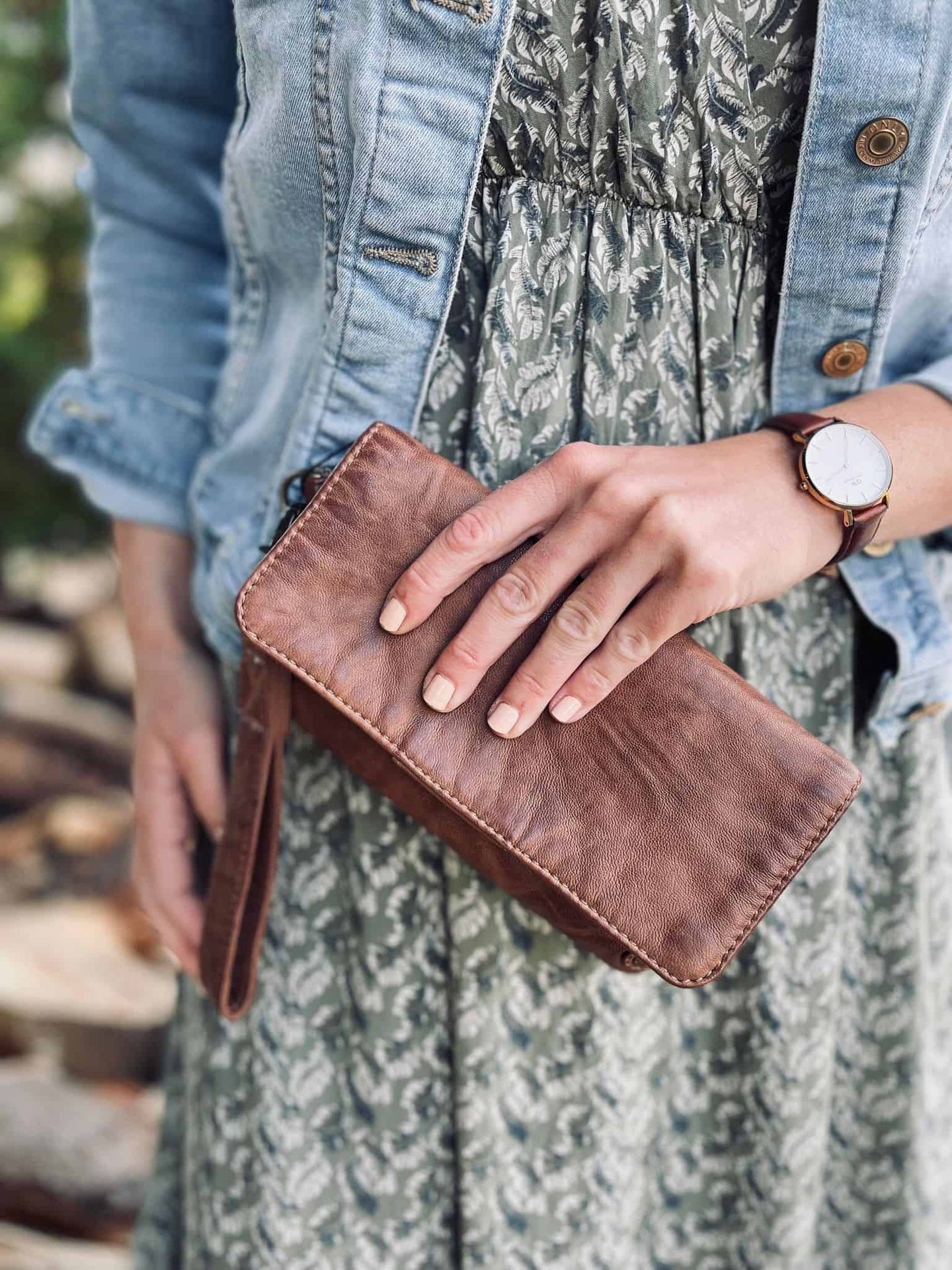 Clutch MILO lækker skindkvalitet – CHESTNUT - VIAMAJA.DK