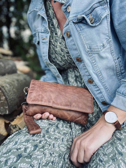 Clutch MILO lækker skindkvalitet – CHESTNUT - VIAMAJA.DK