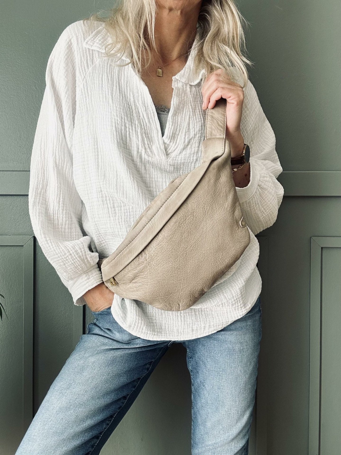 Cool Buffy Bumbag i smørblødt læder – Sand - VIAMAJA.DK