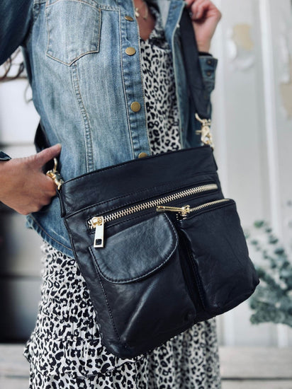 Crossbody BLACK / GOLD - Ultra blød - VIAMAJA.DK