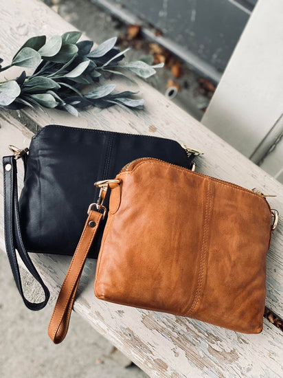 Crossbody clutch ALICE Cognac - Taskerem medfølger - VIAMAJA.DK