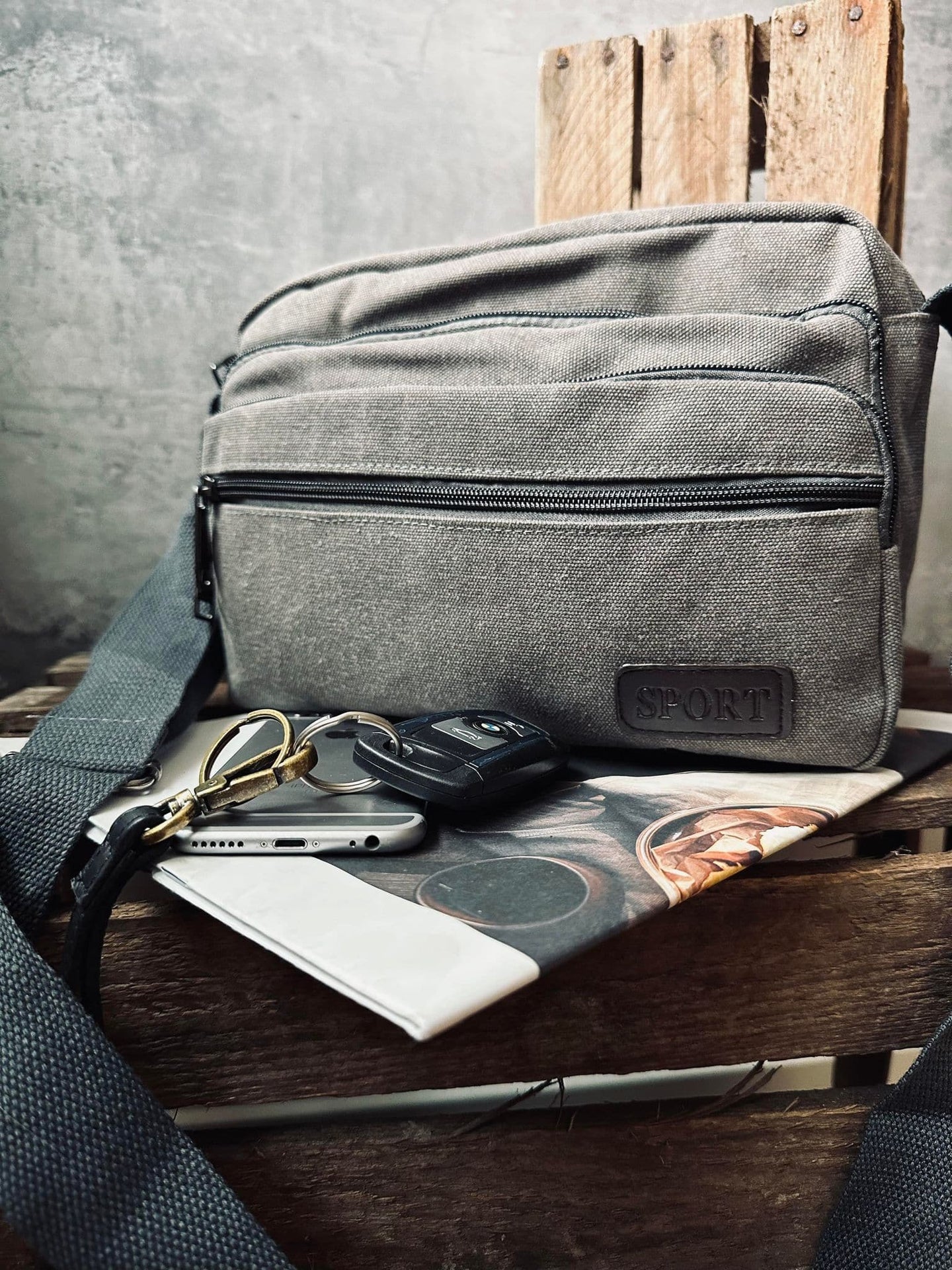 Crossbody Kanvas grå unisex - VIAMAJA.DK
