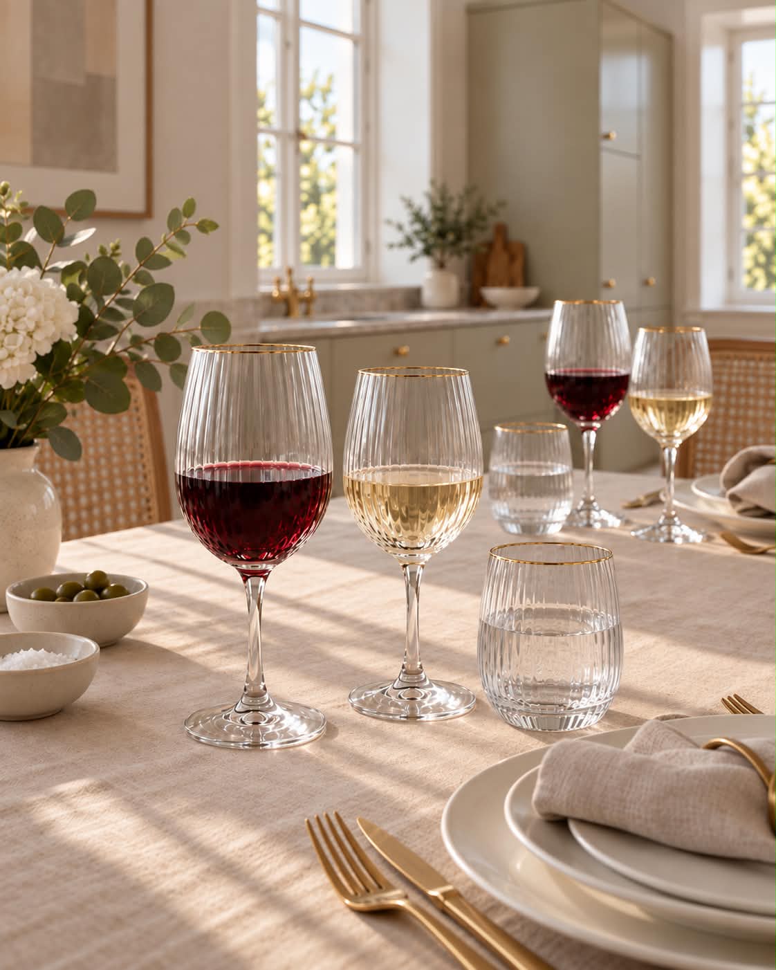 Vinglass Riflet med gullkant - 4 stk. 350 ml