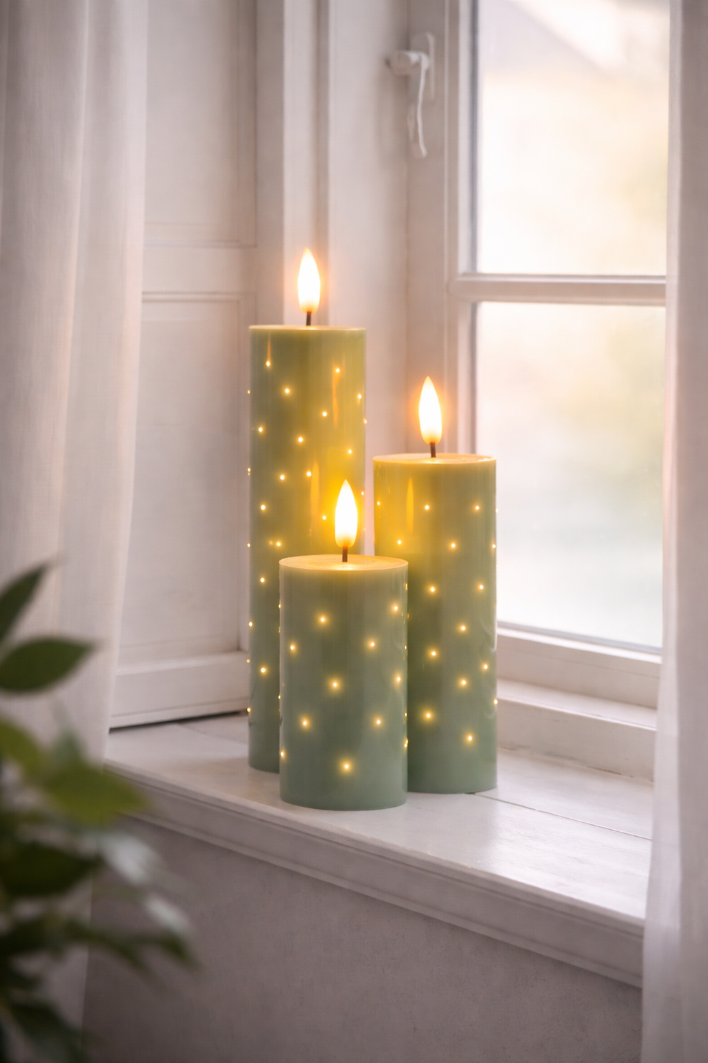 LED Blokklys TWINKLE Grønn - Sett med 3 stk