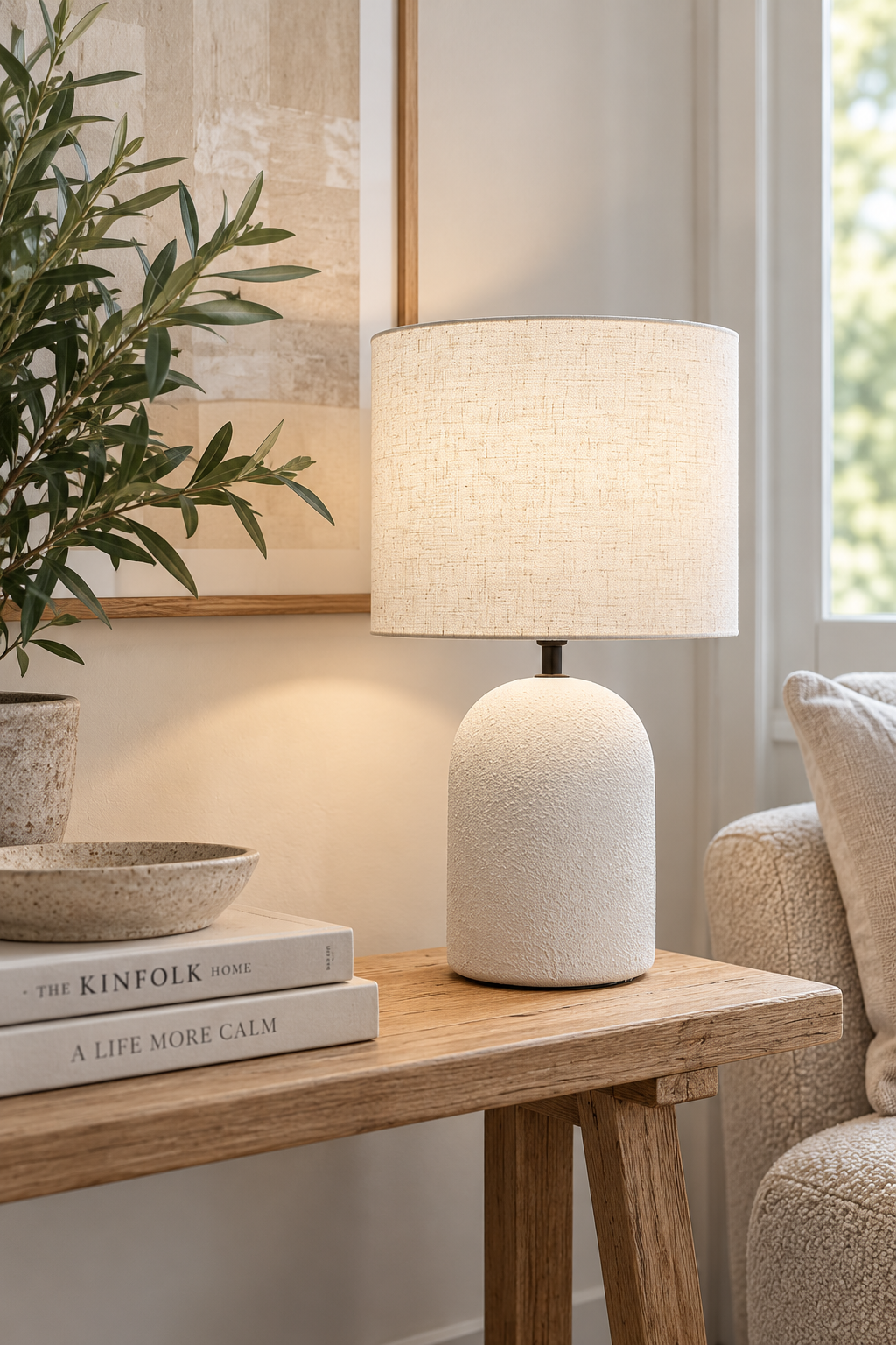 Bordlampe STONEWARE - Lys natur