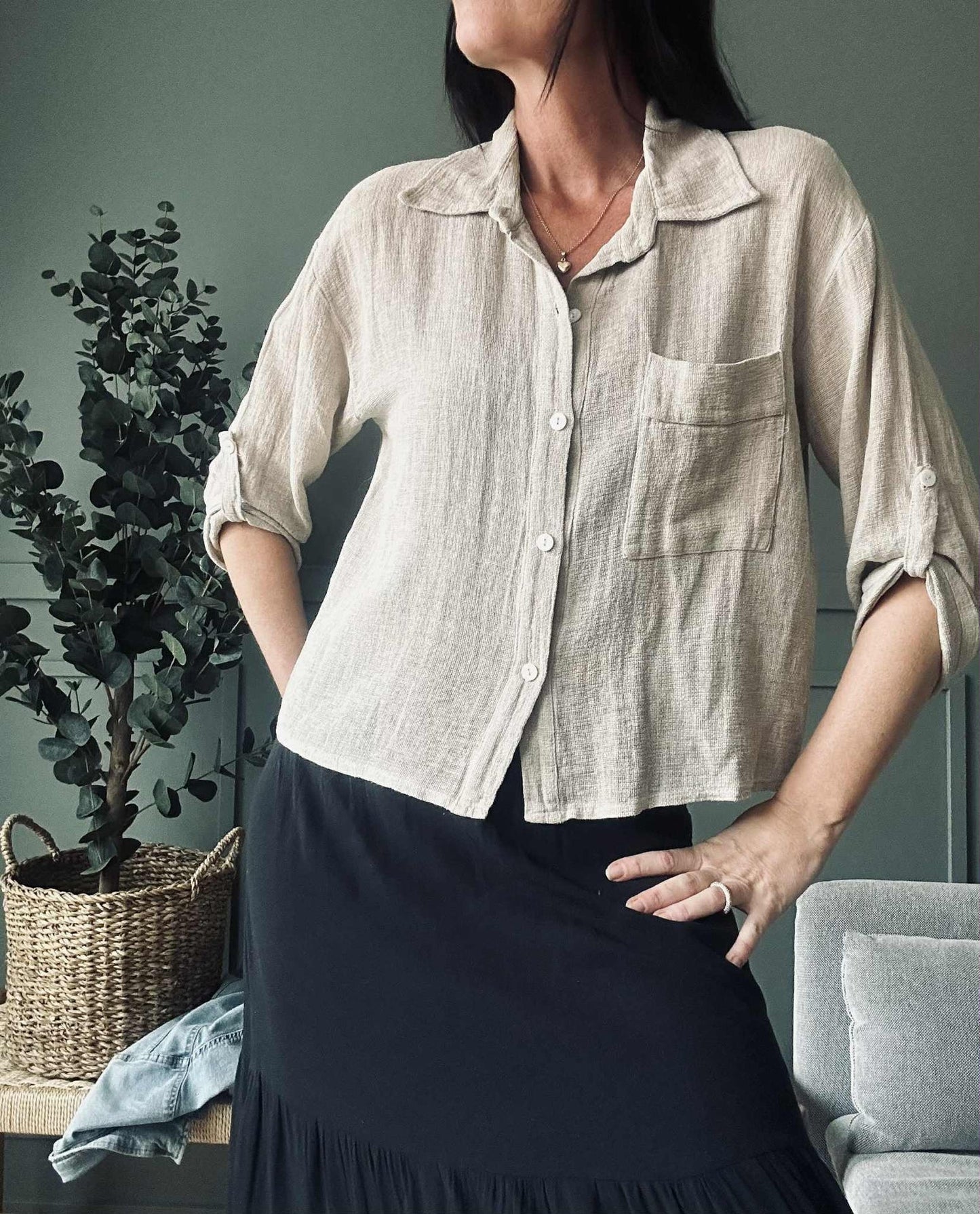 Skjorte Milla - Linmix beige