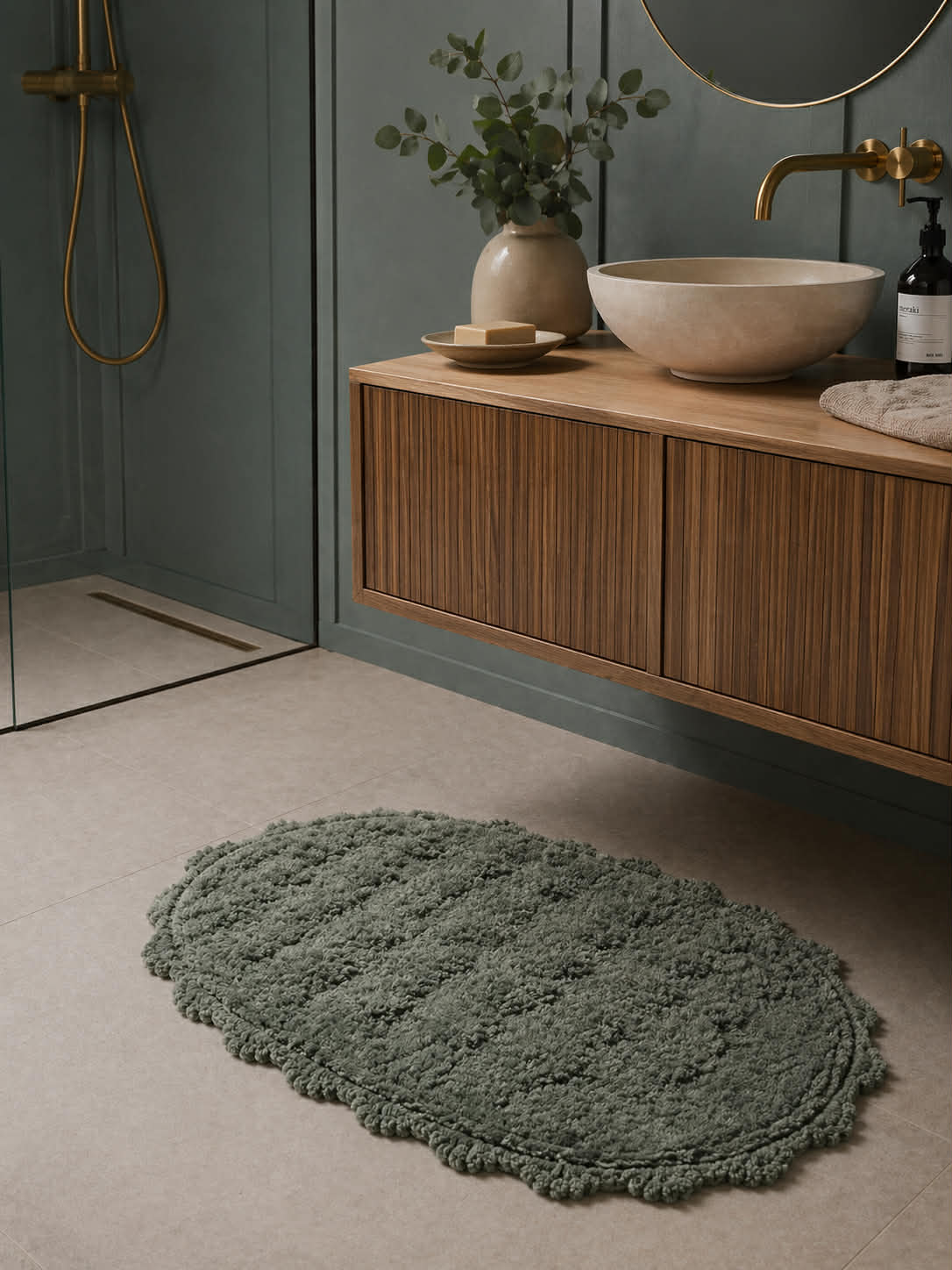 Badematte COTTON Oliven