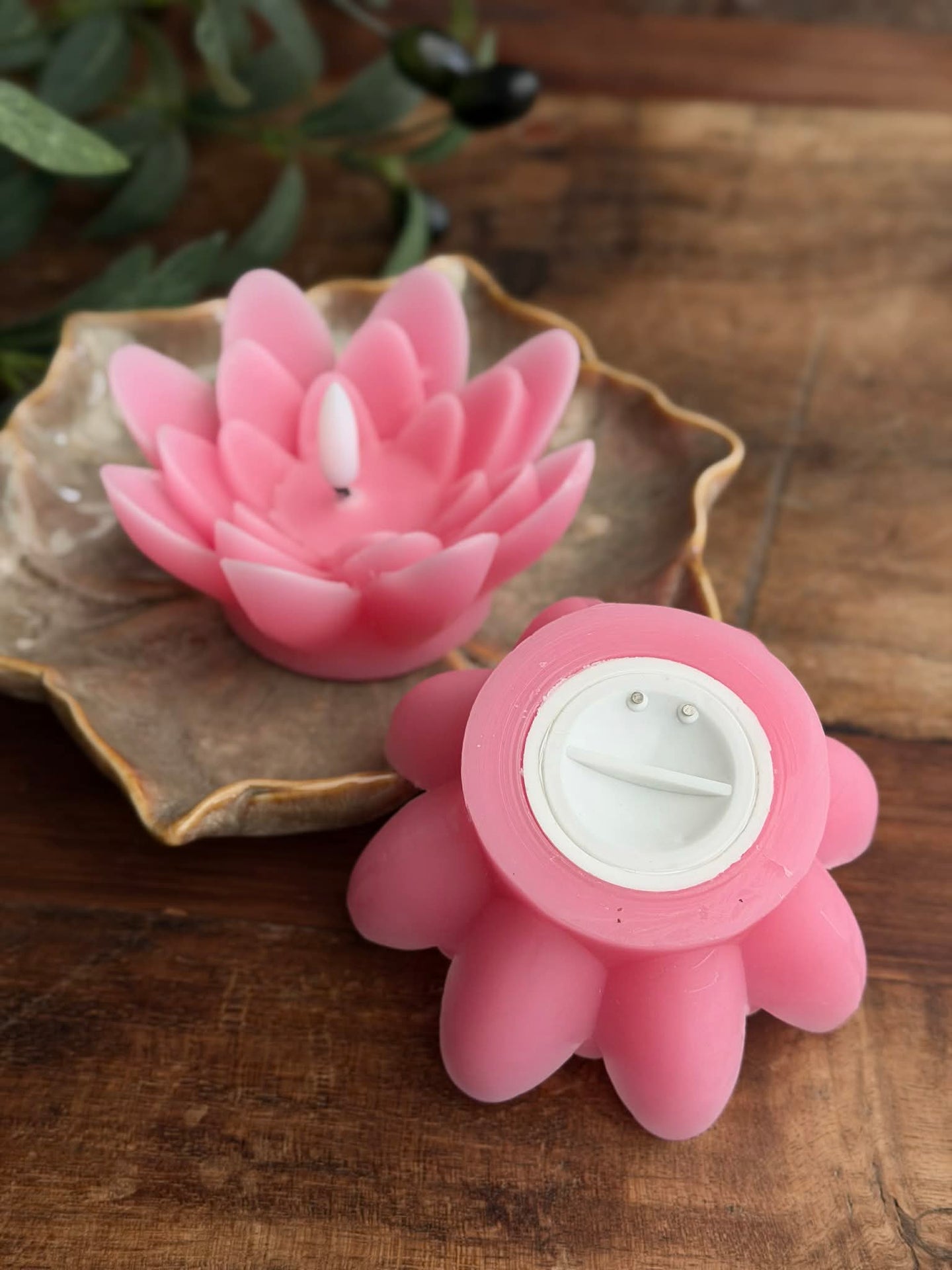 Flytelys med timer - Sett med 2 stk. Rosa Lotus