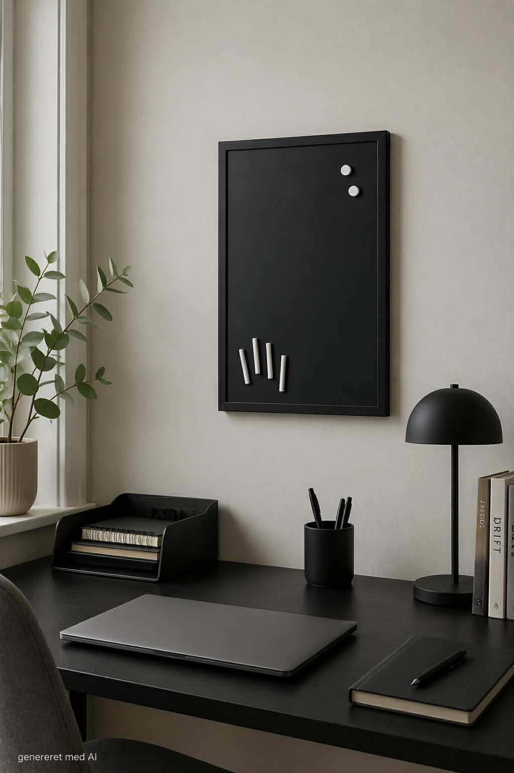 Magnetisk krittavle svart ramme, 40 x 60 cm.