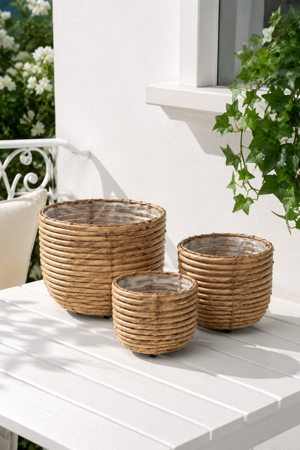 Kurvsett Rattan - Natur 3 stk.