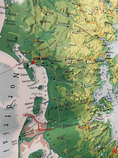 Danmarks kort - 97x137cm - VIAMAJA.DK