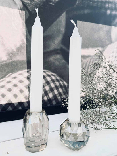 Diamant Lysestage i champagnefarvet glas - VIAMAJA.DK