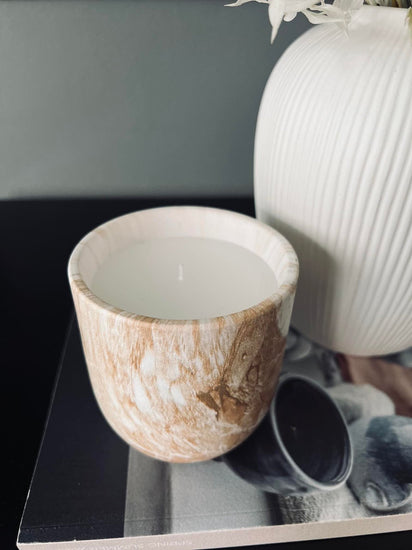 Duftelys Høj - Beige marmor stage - VIAMAJA.DK