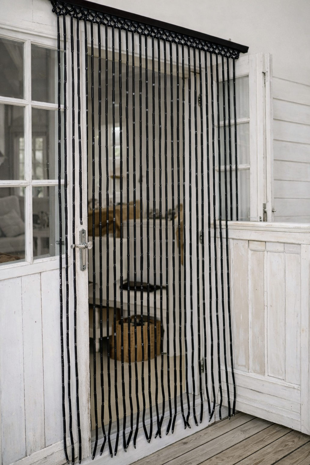 Forheng i bambus svart - 90x180