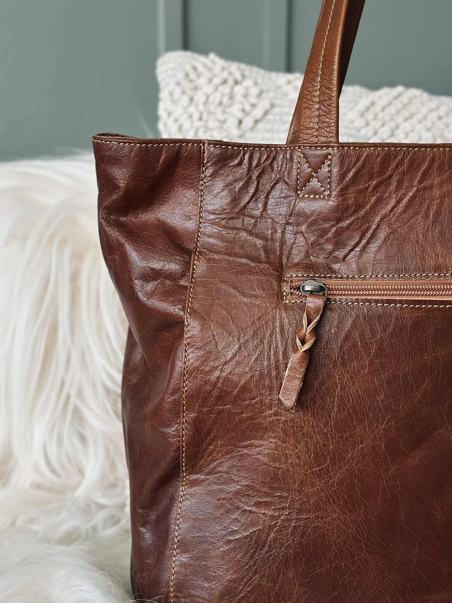 Shopper Anna cognac leather