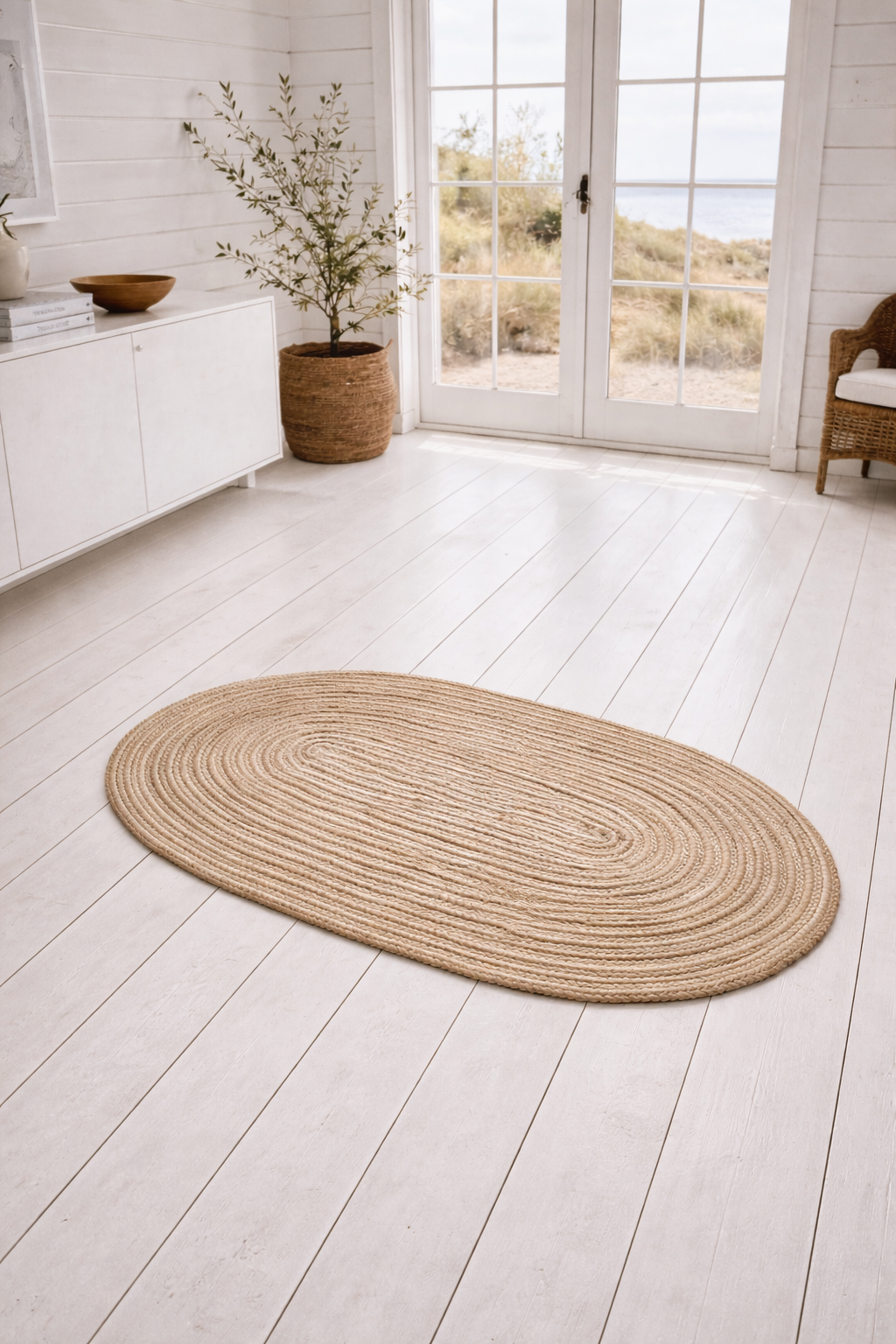 Juteteppe i flett - Oval