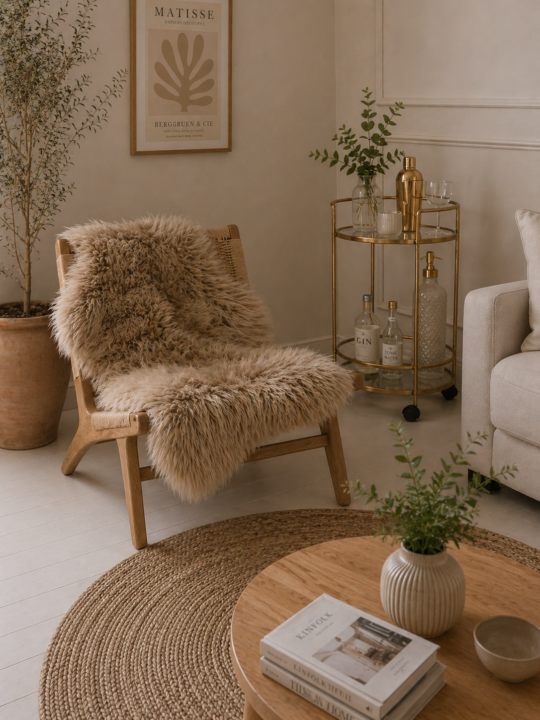 Lammeskinn Taupe - 85x55cm