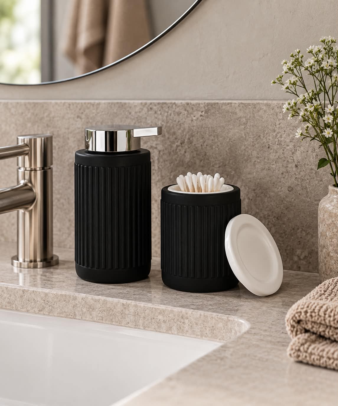Oppbevaringskrukke Daily Soft – Hvit/Sort Porselen