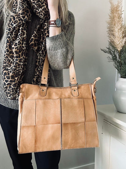 Elegant arbejdstaske / shopper – Sand - VIAMAJA.DK