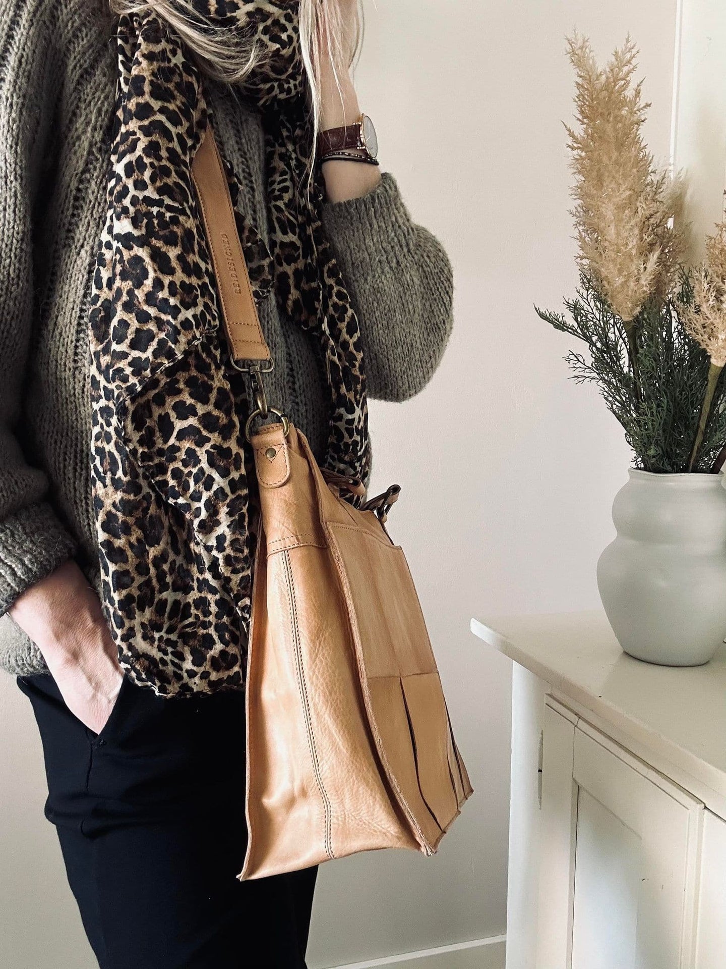 Elegant arbejdstaske / shopper – Sand - VIAMAJA.DK