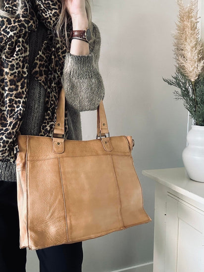 Elegant arbejdstaske / shopper – Sand - VIAMAJA.DK