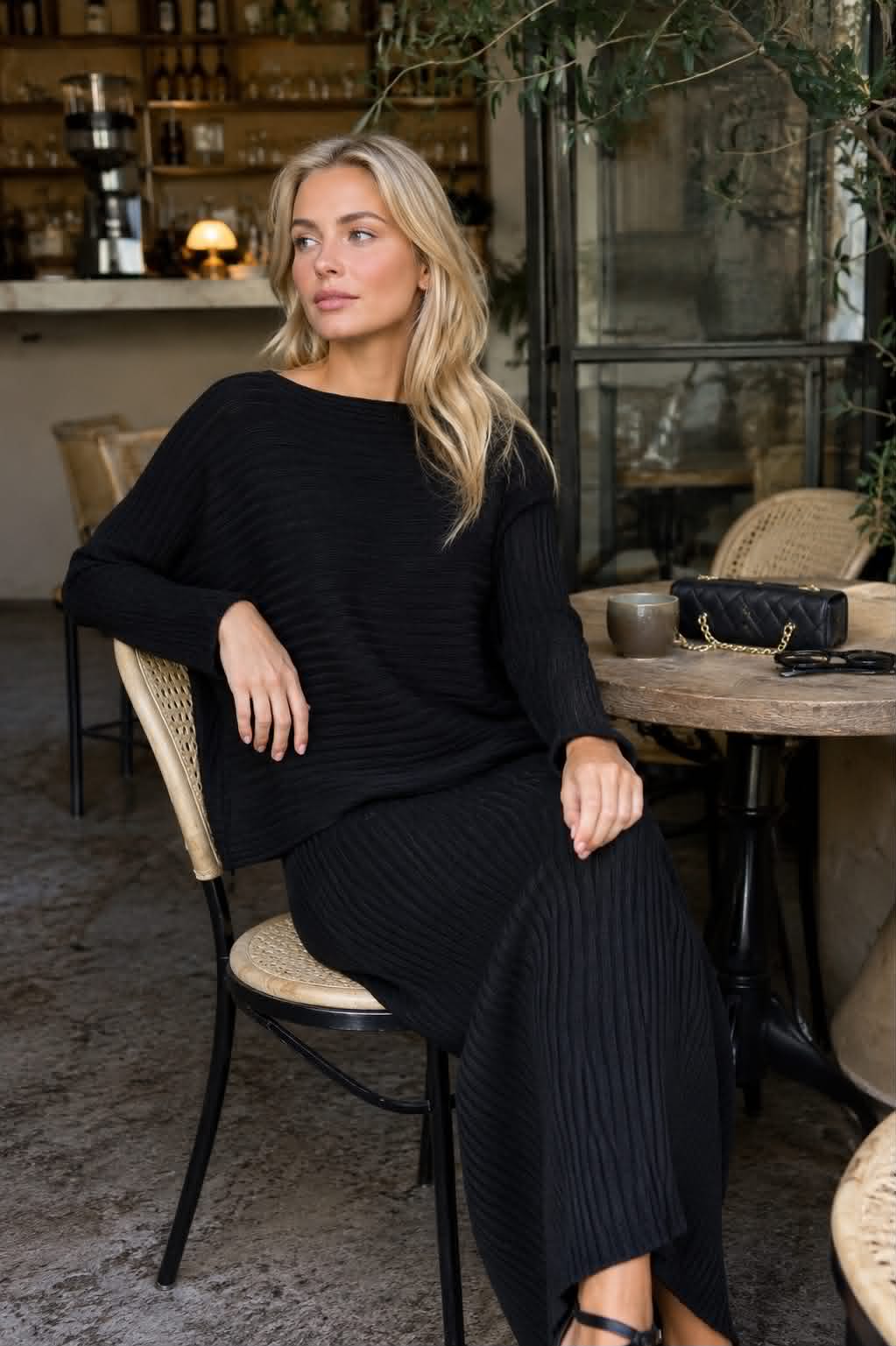 Strikksett Clara Black