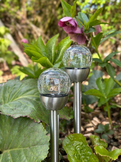 Fakkel med solceller – Glaskugle Mini steel - VIAMAJA.DK
