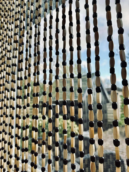 Forhæng i Natur træperler - Brun 90x200cm - VIAMAJA.DK