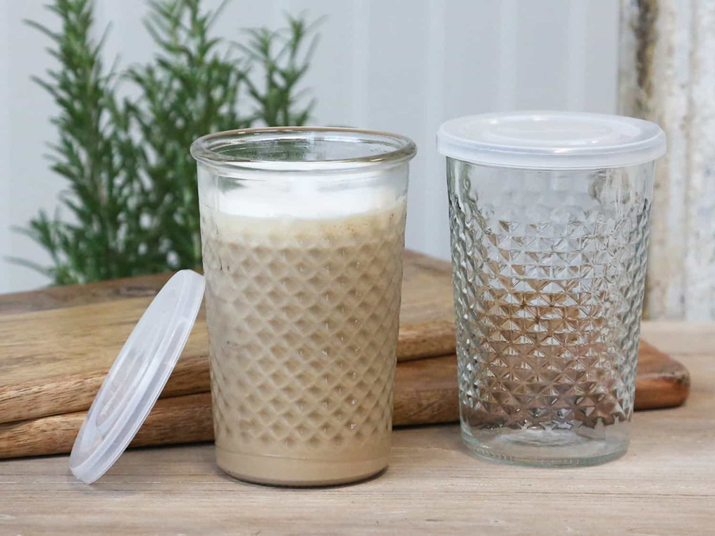 Fransk kaffeglas m. mønster og låg - 500ml - VIAMAJA.DK