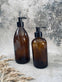 Genbrugsflaske med pumpe – 250 ml – Brunt glas - VIAMAJA.DK