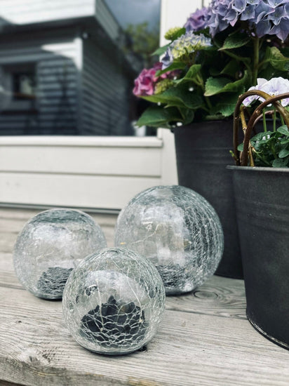 Glasbollar med solceller - Set om 3 st - VIAMAJA.DK