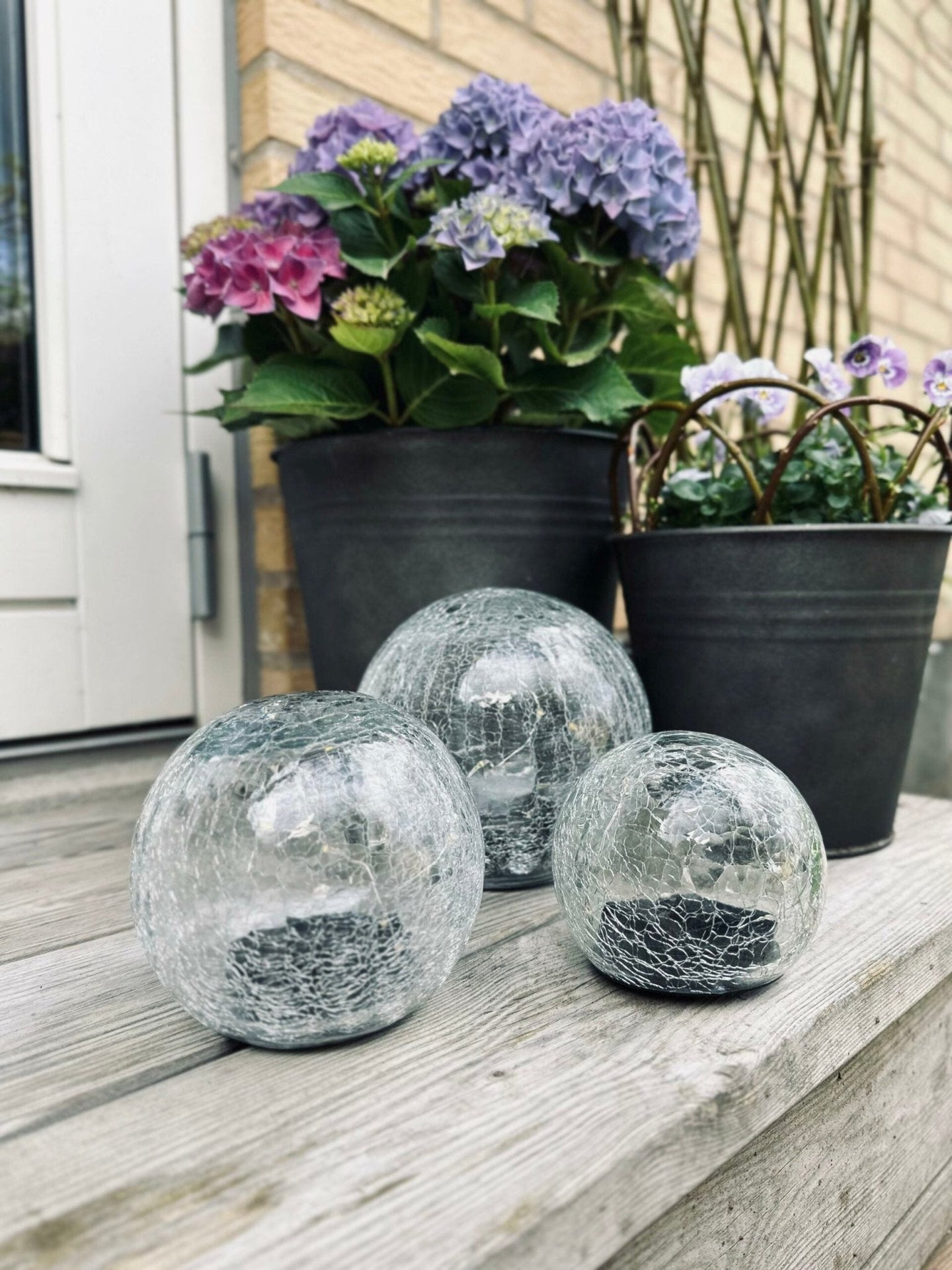 Glasbollar med solceller - Set om 3 st - VIAMAJA.DK