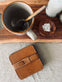 Glasbrik / Coaster - 4 stk Cognac bøffellæder - VIAMAJA.DK