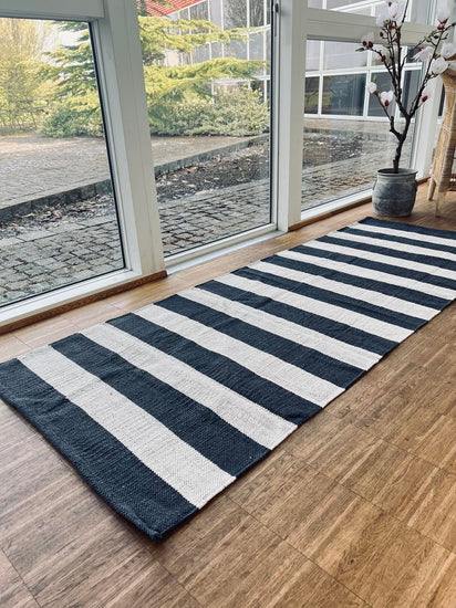 Gulvtæppe BRED STRIB 70x200cm koks / natur - VIAMAJA.DK