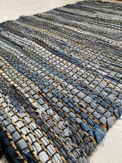 Gulvtæppe Denim og jute - 70x140cm - VIAMAJA.DK