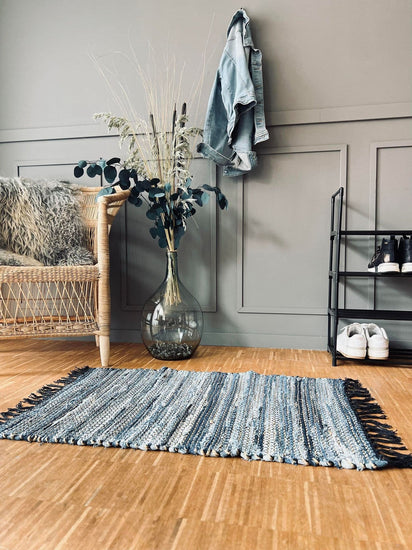 Gulvtæppe i denim og jute - 60x90cm - VIAMAJA.DK