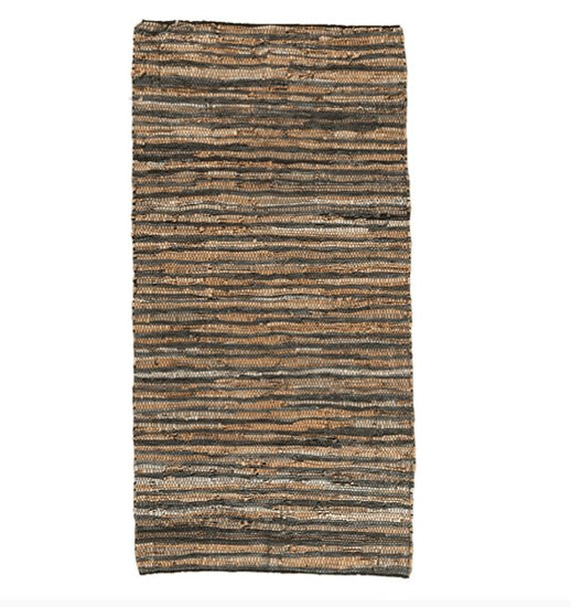 Gulvtæppe i flettet læder - 70x140cm - VIAMAJA.DK