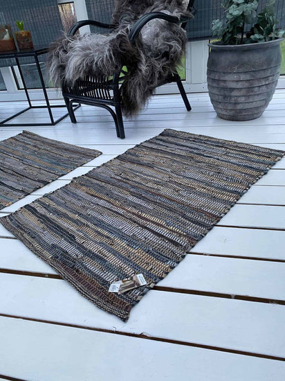 Gulvtæppe i flettet skind - 60x90cm - VIAMAJA.DK