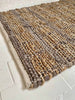Gulvteppe i flettet skinn og jute - Beige 70x140 cm