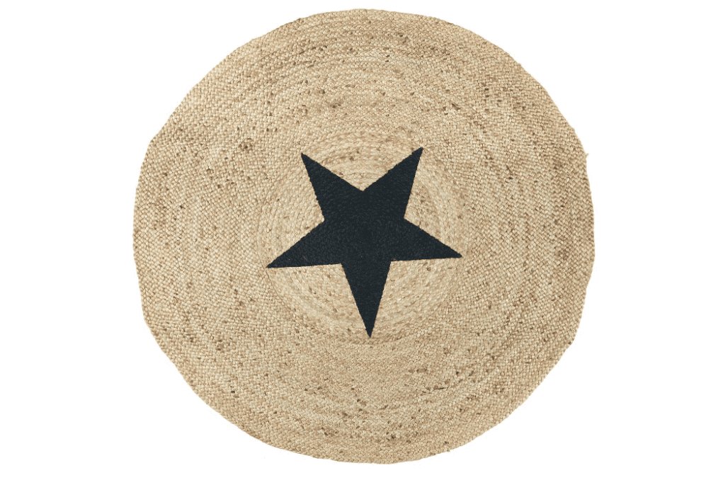 Gulvtæppe i Jute med stjerne - Ø120cm - VIAMAJA.DK