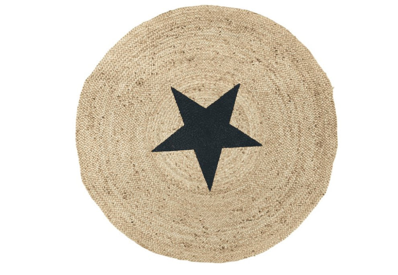 Gulvtæppe i Jute med stjerne - Ø120cm - VIAMAJA.DK
