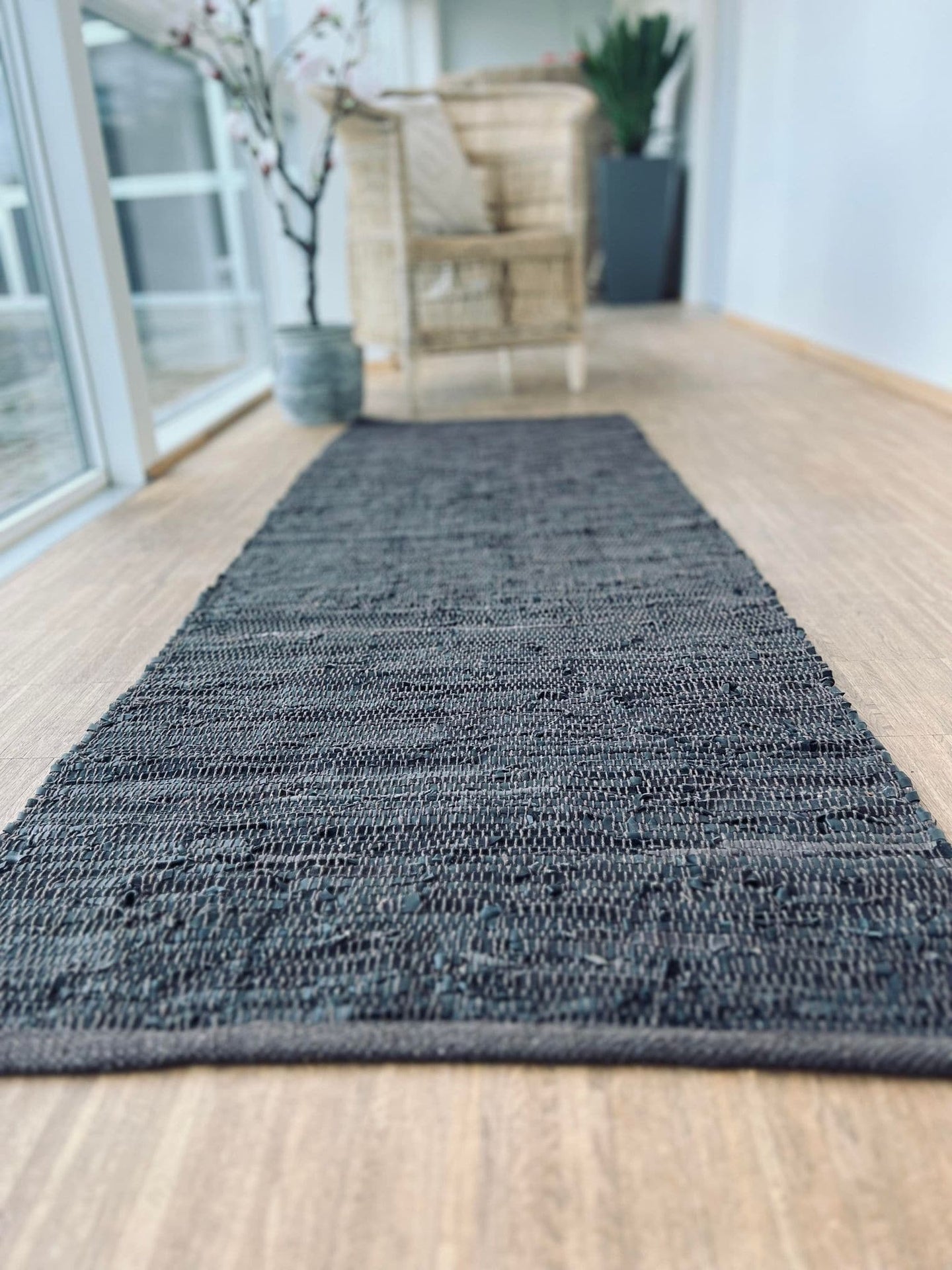 Gulvtæppe i læder - 70x200 cm Valnød - VIAMAJA.DK