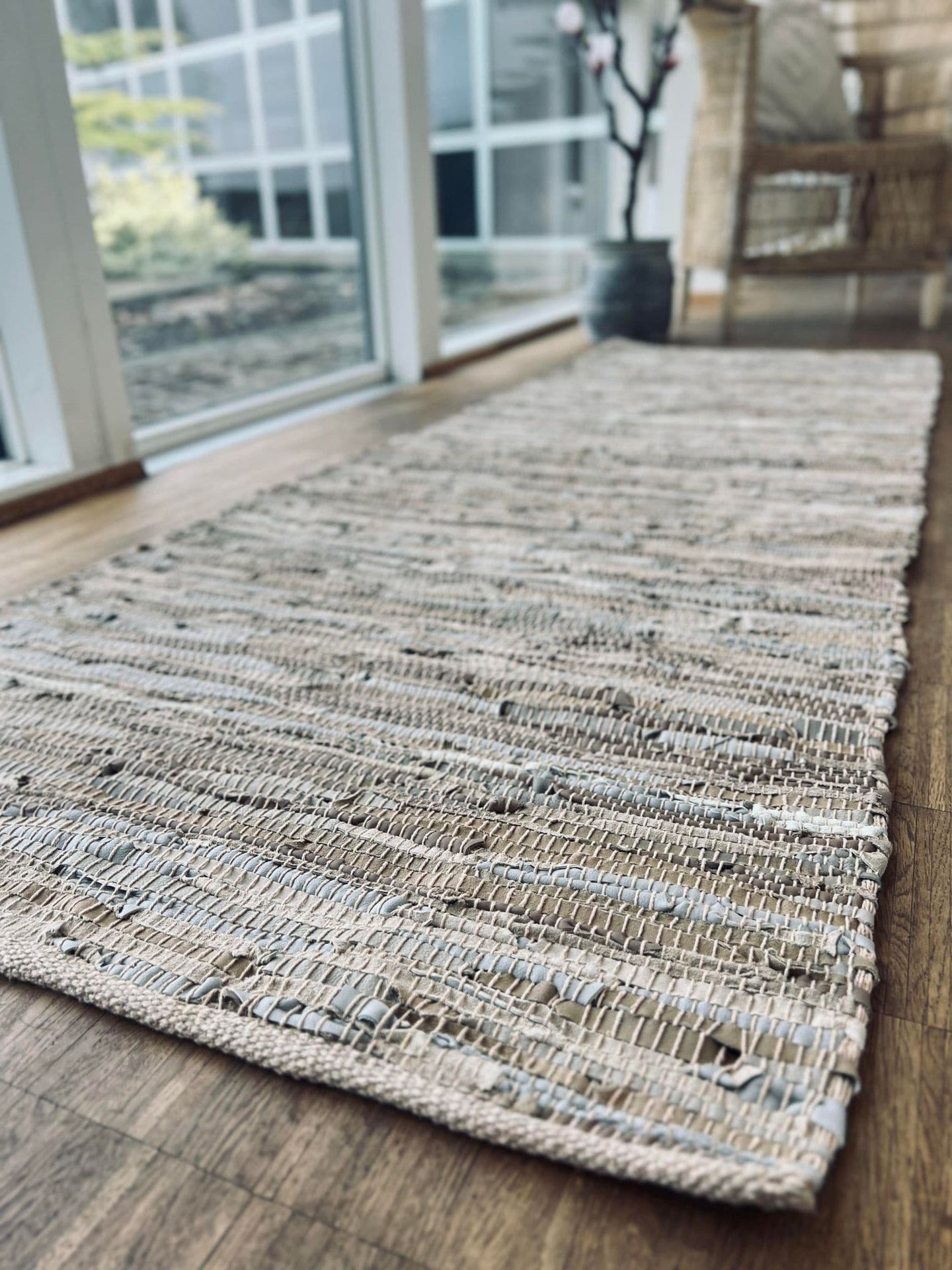 Gulvtæppe i læder - 70x200cm Beige - VIAMAJA.DK
