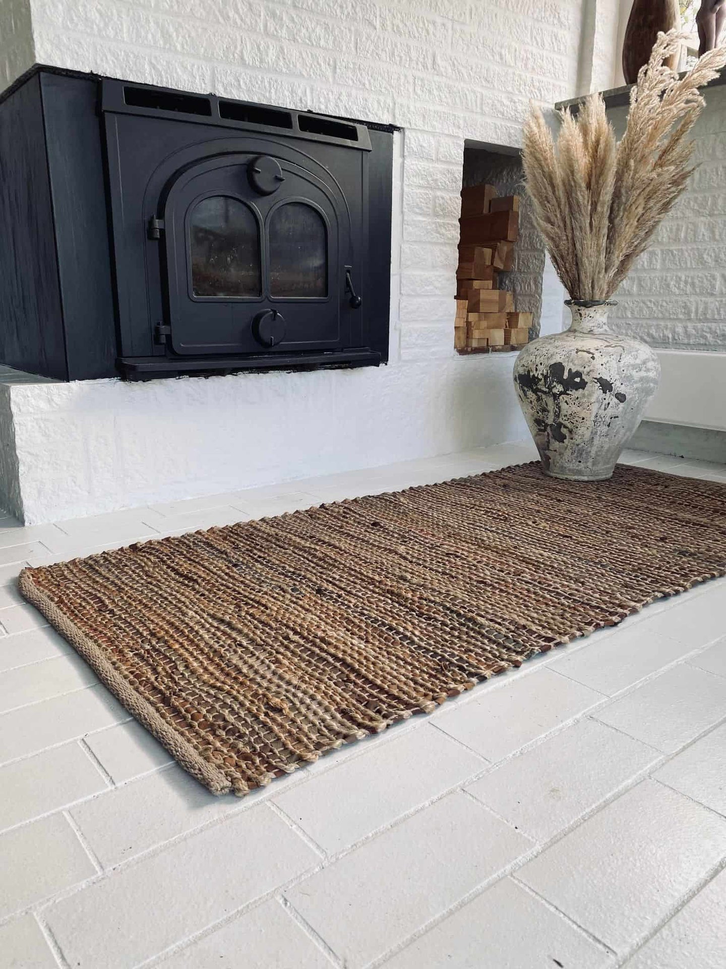 Gulvtæppe i skind og jute – 70x300 Brun - VIAMAJA.DK