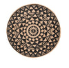 Gulvteppe Jute med svart print - Ø120cm