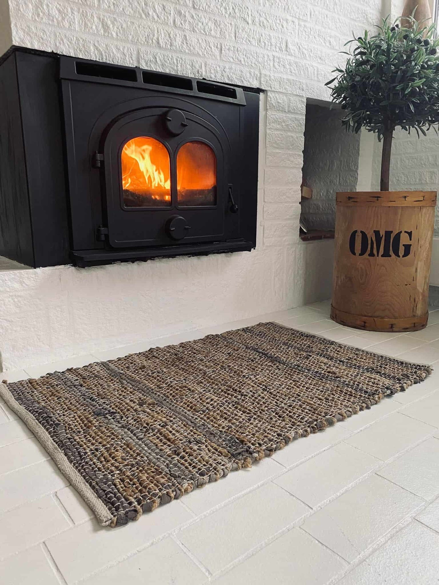 Gulvtæppe skind og Jute - Beige 60x90cm - VIAMAJA.DK